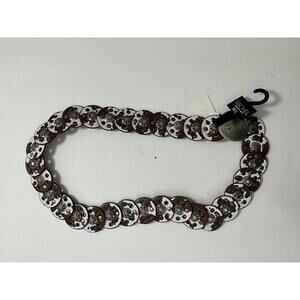 Rachel Rachel Roy Brown and White Decorative Belt with Metal Buckle